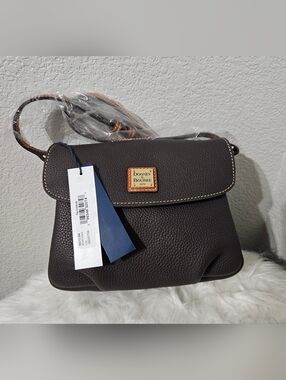 Dooney & Bourke  Brown Pebbled Leather Shoulder Bag